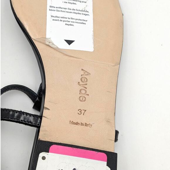 Aeyde Ella Slingback Thong Sandals Women's Leather Black Size US7 EU37 - Picture 9 of 11